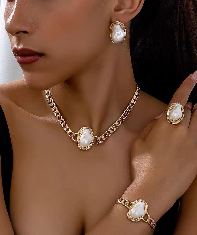 SOFYBJA Dainty 18K Gold Pearl Cuban Chain Link Bracelet for Women Personalized Adjustable Bracelet Layered Jewelry