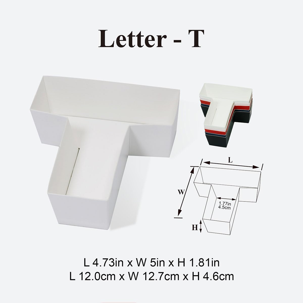 Geoto 25.7"x6"x2" Pink/Red/White/Black/Navy Blue Creative Teachers' Day Cardboard Gift Packaging Idea Fillable TEACH Letter Shaped Gift Boxes(White with Window)