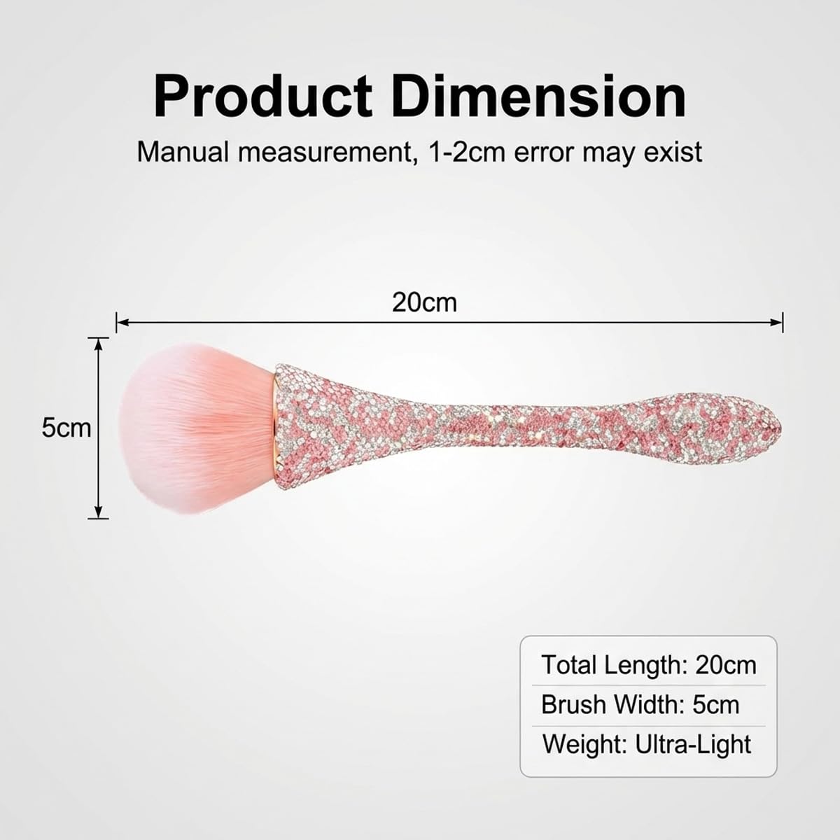 2 PCS Nail Art Dust Brush Shiny Rhinestone Fust Brushes Ultra Soft Nylon Dust Brush for Loose Face Cosmetics Blending Liquid Foundation Powder Make Up Brushes Cleaning Tools Shape Nail & Makeup Brus