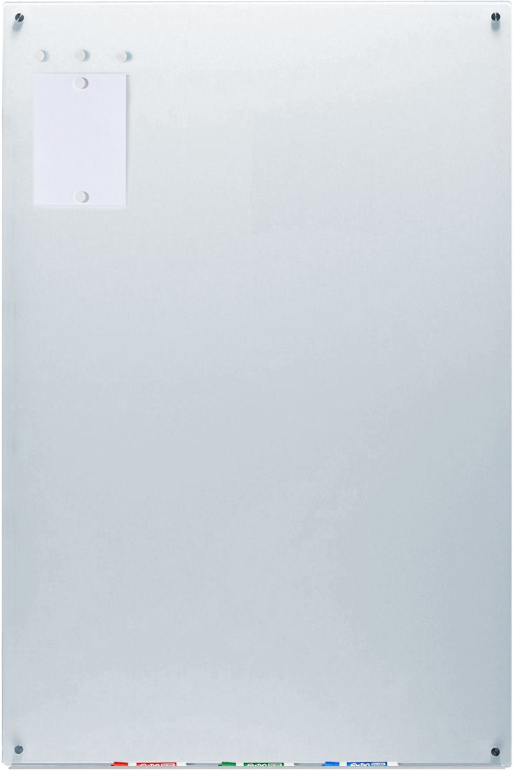 Audio-Visual Direct Magnetic White Glass Dry-Erase Board Set - 5' x 3.4' - Includes Magnets, Hardware & Marker Tray