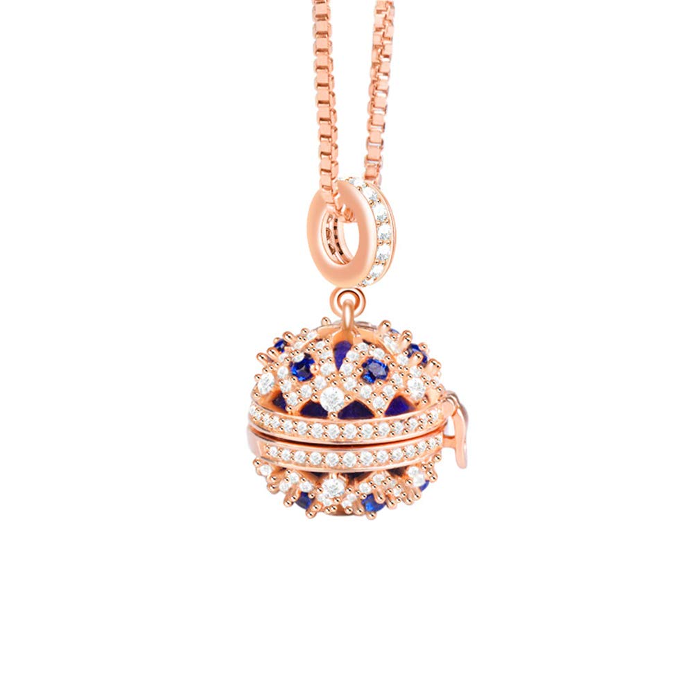 GNOCE Aromatherapy Essential Oil Diffuser Necklace S925 Sterling Silver 18k Rose Gold Diffuser Necklace Locket Pendant Love Never Ends Christmas Jewelry Gift for Women
