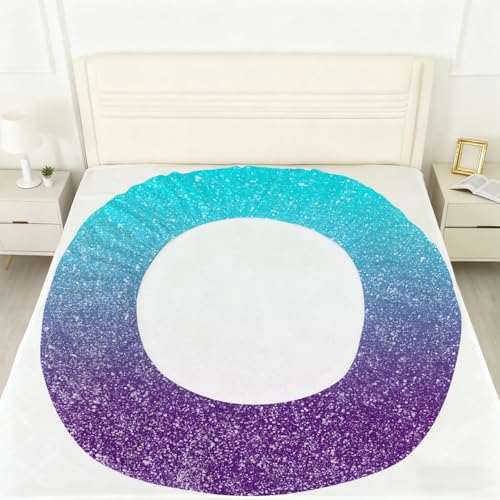 Glitter Blue Purple Fitted Sheet Set Full Size Fantasy Gradient Sheet Set Soft Microfiber 4-Piece Kids Sheet Set Full Bedspread 1 Fitted Sheet+1 Flat Sheet+2 Pillowcase Bedding Set - color: Blue and Purple, size: Full