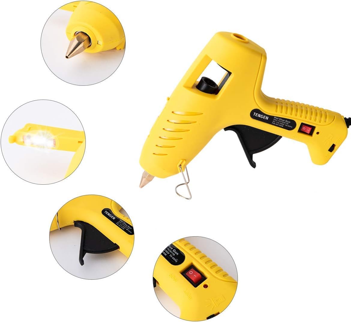 TENGEN Hot Glue Gun with LED Lights and 18 pcs Glue Sticks, Heave Duty High Temp Melting Glue Gun for DIY, Arts & Crafts Use