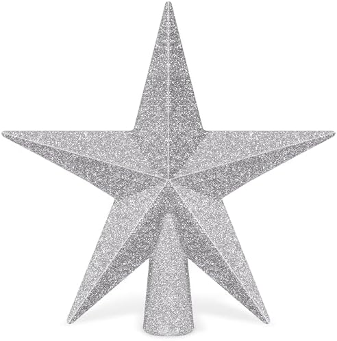 1PCS Tree Topper, 4" Silver Star Christmas Tree Topper Xmas Tree Decoration