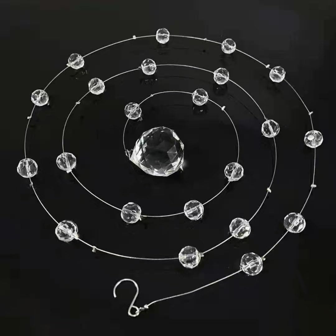 Bolo.ban Crystal Beaded String Clear Glass Beads Garland Strands Hanging Wedding Arch Decor Curtain Chandelier Christmas Tree Ornaments Door String Beaded Drapes Decoration Accessories(3.3 Feet 5pcs)