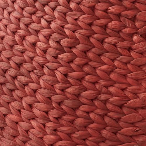 Casafield 32-Inch Christmas Tree Collar, Woven Water Hyacinth Tree Base Cover with Cord Cut Out, Red