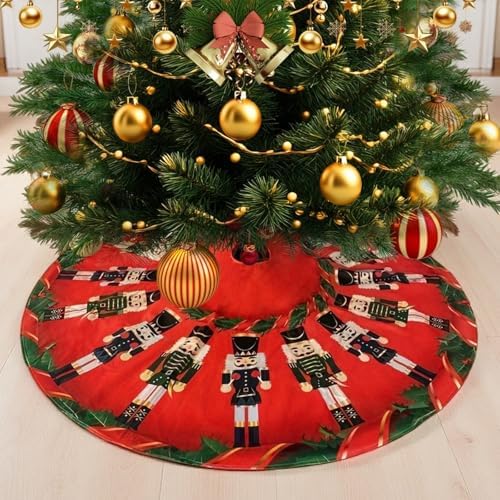 36 Inch Christmas Tree Skirt, Marching Nutcrackers Theme
