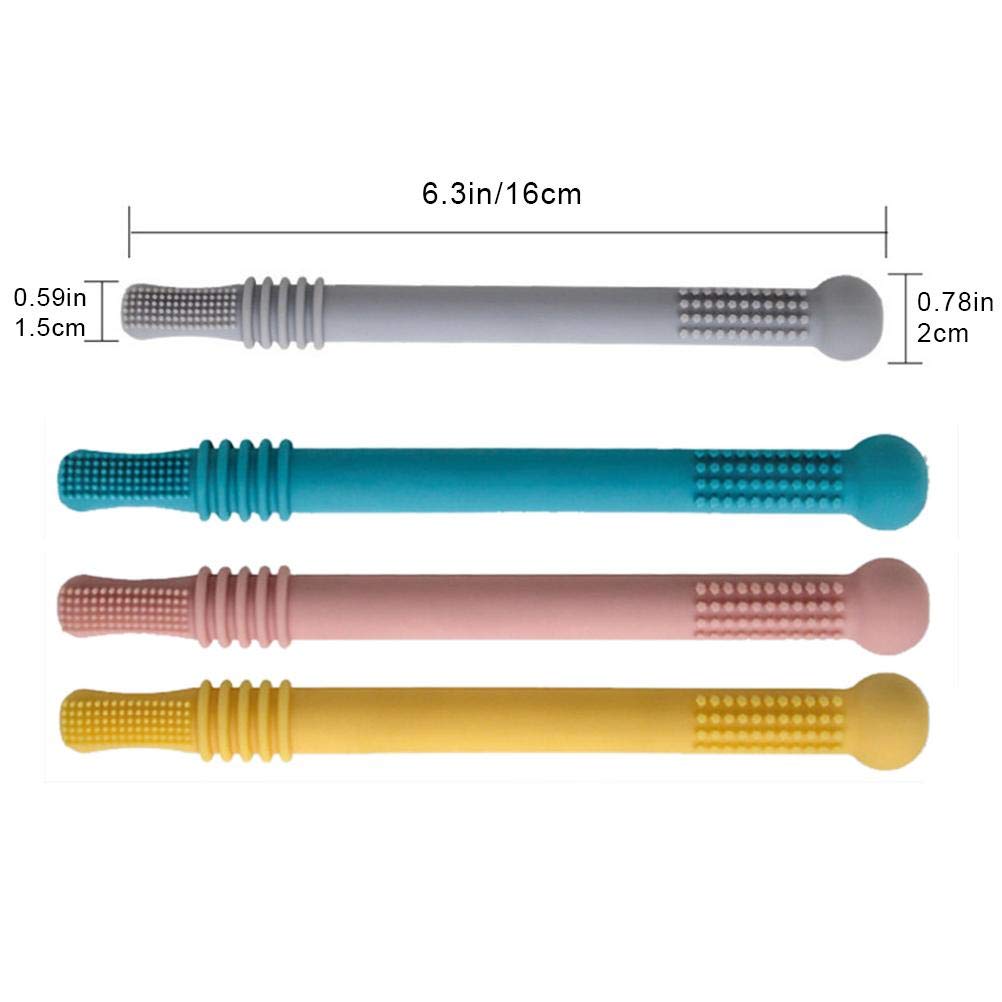 Stylebest Hollow, Silicone Baby Teething Toys Chew Straw for Infants 0-6 Months, with Soft Massage Teeth and BPA Food Grade Material (Mixed Color)