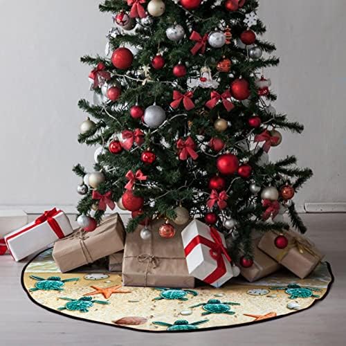 M YESCUSTOM Sea Turtle Summer Tree Skirt Beach Xmas Tree Mat Starfish Conch Shell Farmhouse Rustic Party Home Decoration Holiday Indoor Outdoor Ornaments 36 Inches