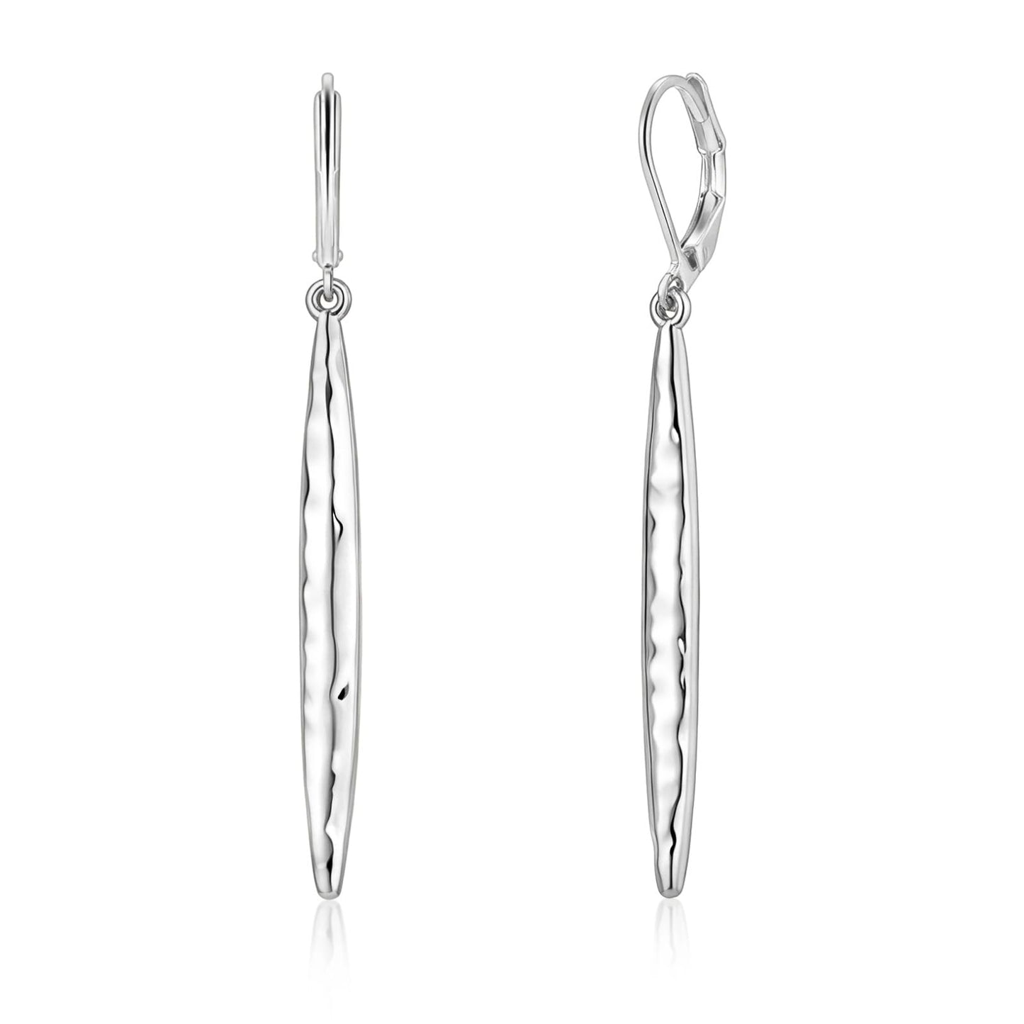 Hammered 925 Sterling Silver Dangle Earrings for Women Lightweight Leverback Drop Earrings Jewelry Gift