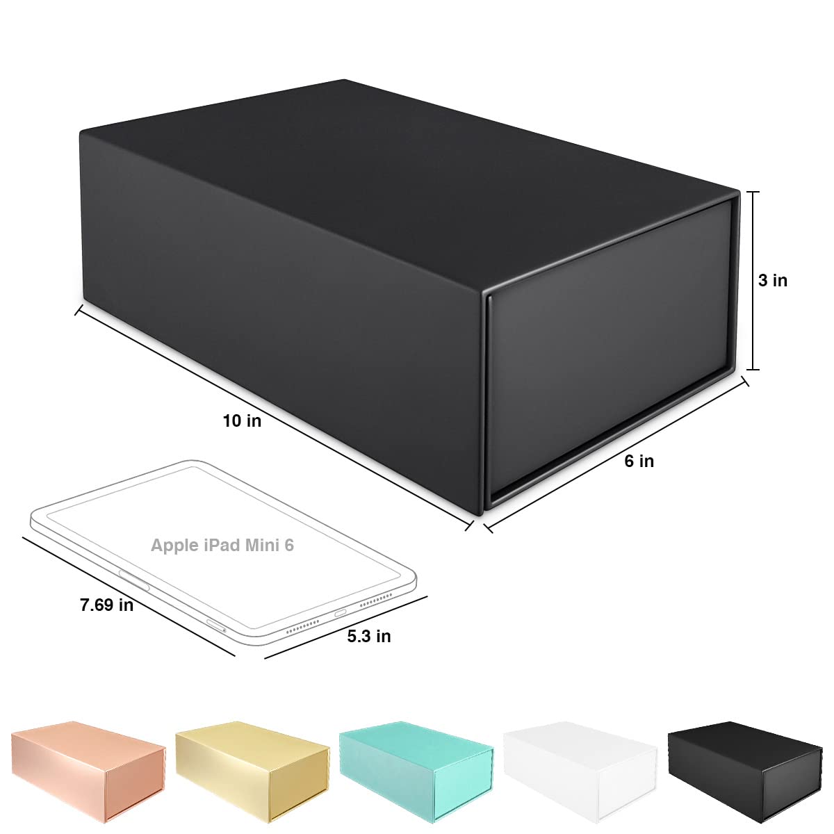 Gift Boxes Black with Magnetic Closure Lid 10" X 6" X 3" Gift Boxes for Presents,Luxury for Gift Packaging, Bridesmaid Gifts Box,Birthday Gift Box,Christmas Gift Box(5PCS)