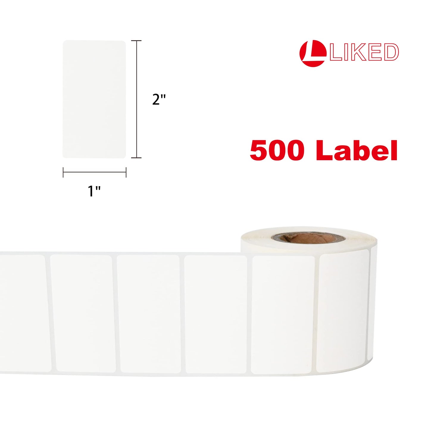 L LIKED 500 Stickers 1" x 2" White Dissolvable Food Labels for Containers -500 Labels/Roll