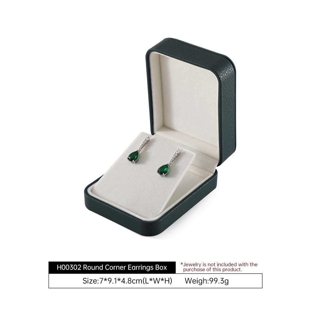 Yinbeini Leather Jewelry Box, Green Earring Storage, Luxury Gift Box for Engagement, Wedding, Elegant Diamond Case