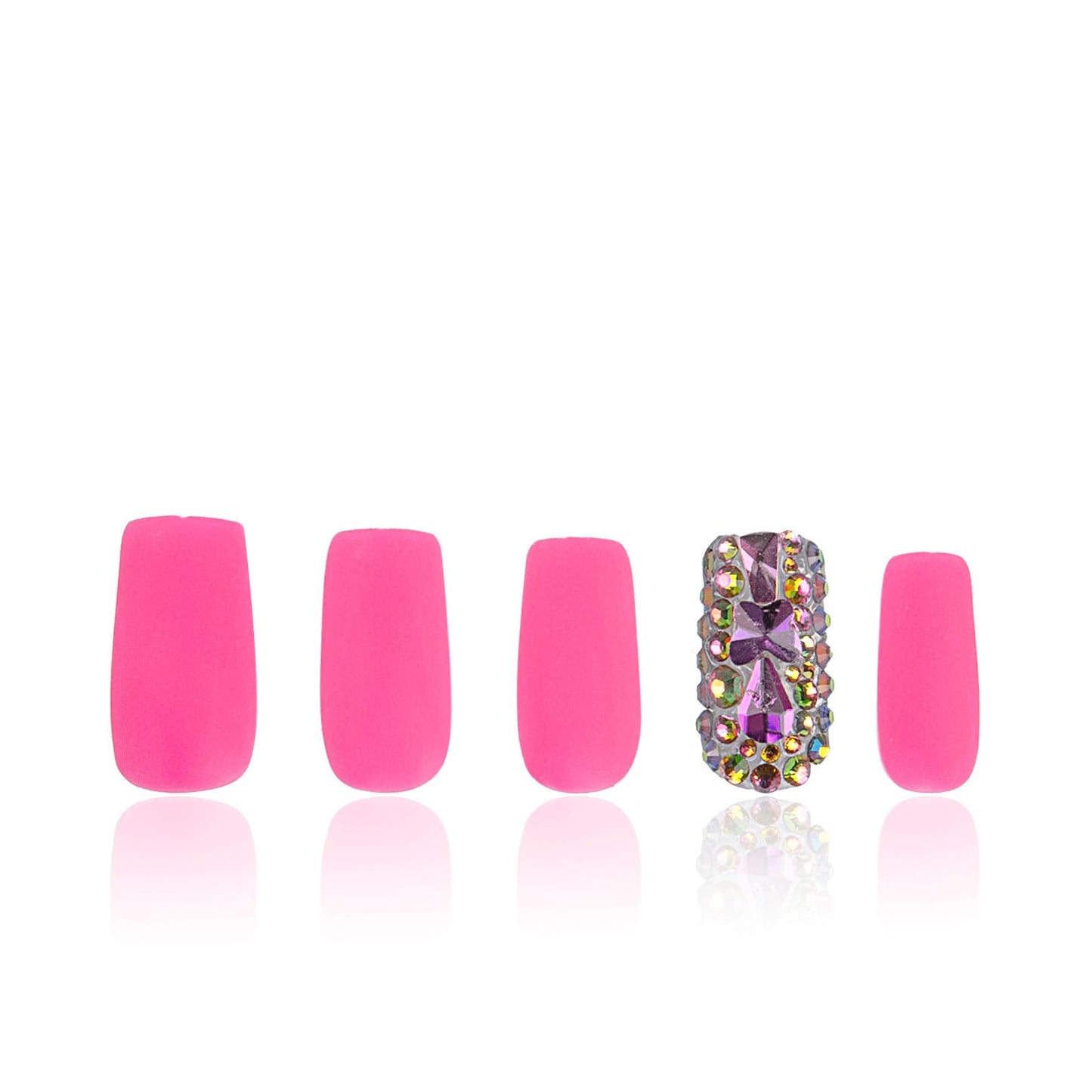 LOVFUL Press on Nails Mariposa| Handmade with Full Covered Crystals | Reusable Fake Nails | Square Regular 1.0 in | H47-L