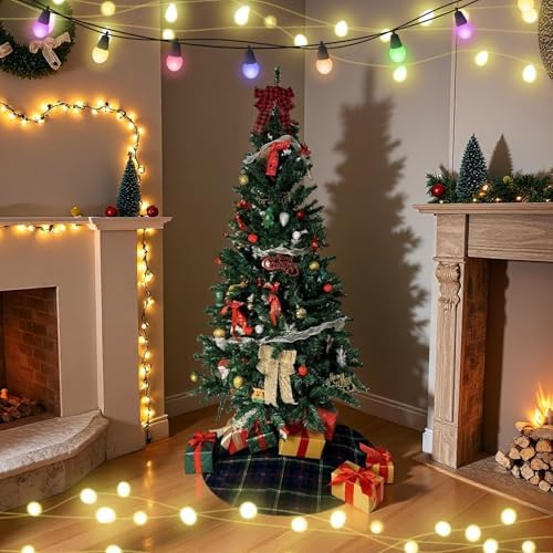 Malcolm Tartan Blue & Green Printed Christmas Tree Skirt, 48 Inch