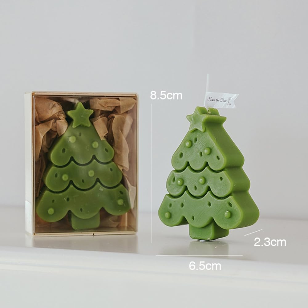 Christmas Tree Aromatherapy Candles, Home Decor Candle, Scented Candle Party Christmas Home Decoration Gifts Room Decor 1 Box (Olive Green 01)