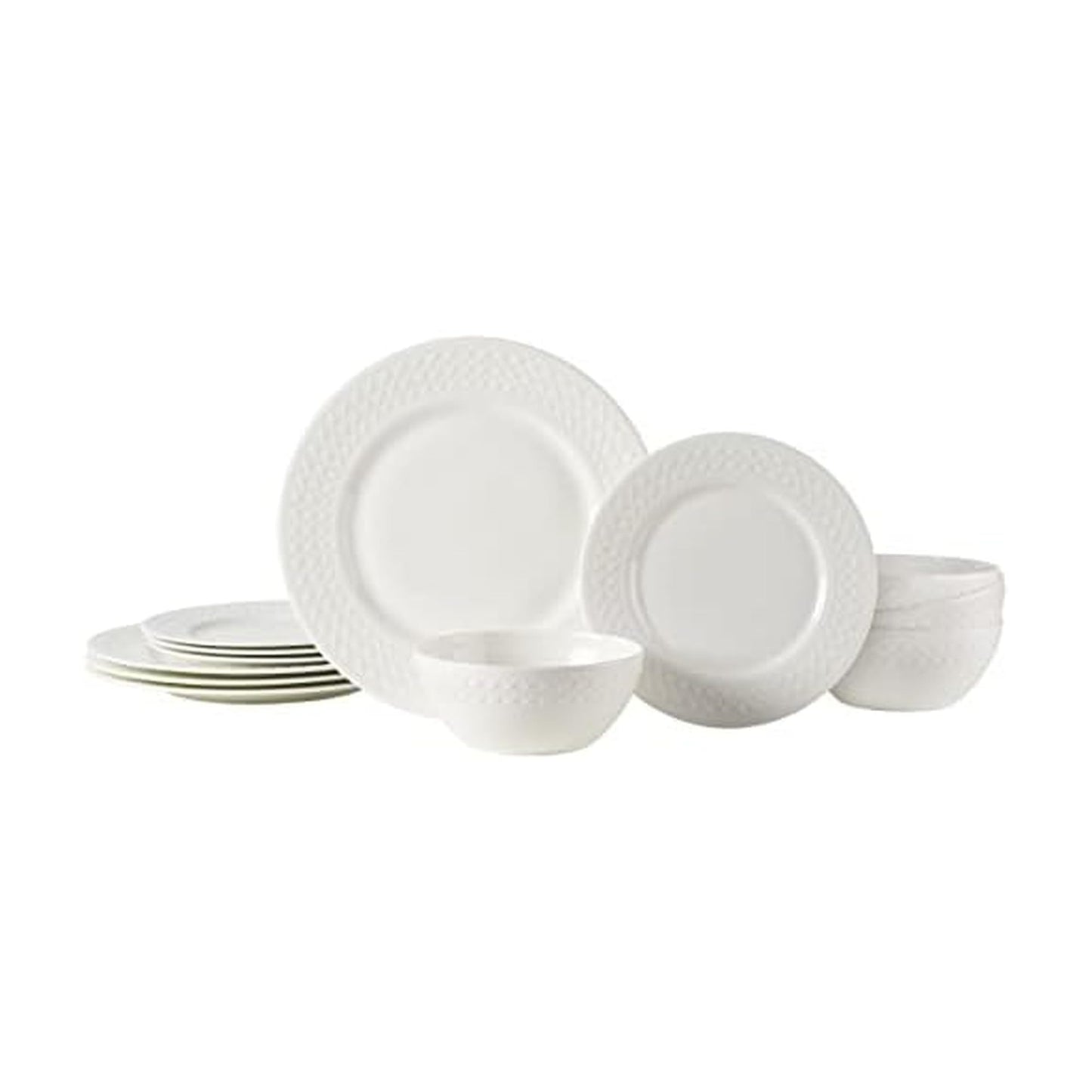 Mikasa Patterson Vegan Bone China Chip Resistant 12 Piece Dinnerware Set, Service for 4