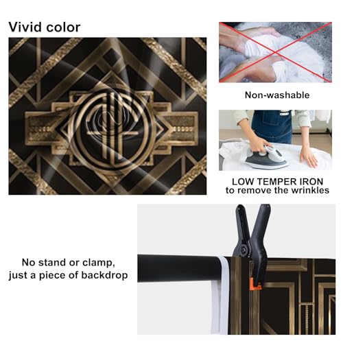 8x6.5ft Theme Backdrops for Photography Black and Golden Retro Texture Background Luxury Party Crazy Carnival Happy Birthday Party Portrait Booth Photo Studio Video Shooting Prop - size: 8x6.5ft
