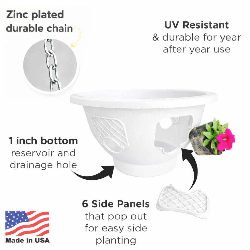 smart spring Ultimate Hanging Baskets - Strawberry, Tomato, Flower, and Herb Outdoor Planters - Use Garden Pots for Growing Plants Outside On A Deck, Fence, or Balcony