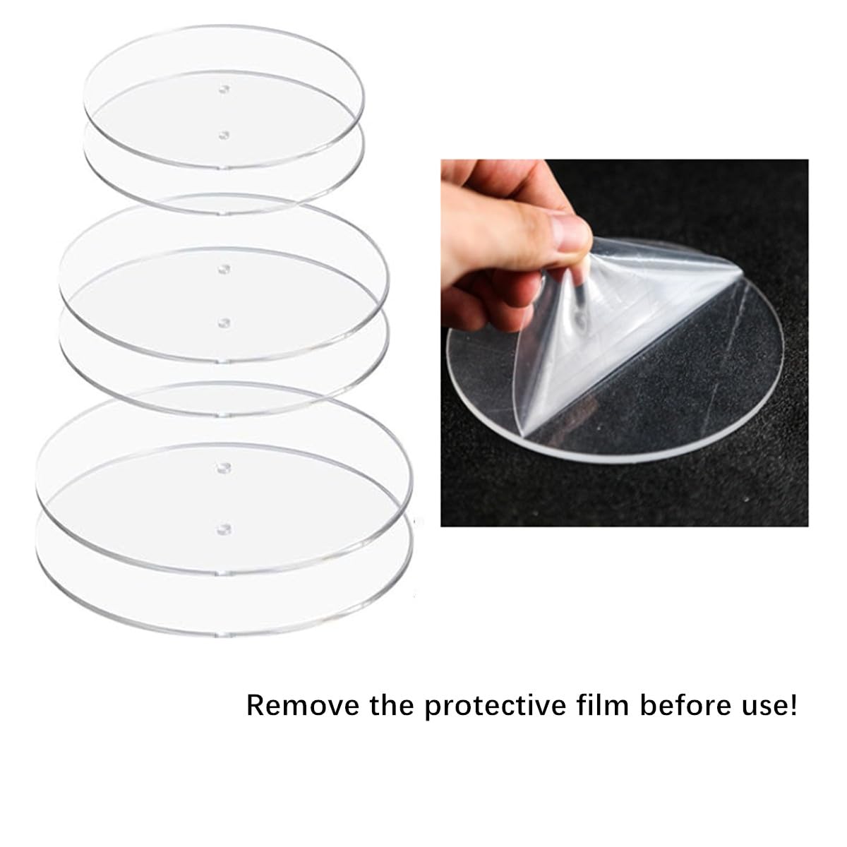 RUITASA Acrylic Cake Discs Set, Cake Scraper Smoother,Icing Smoother for Cake Decorating with 6 Acrylic Discs, 2 Icing Scraper and 3 Center Dowel for 3 Tier Cake Making, Serving Bake Goods