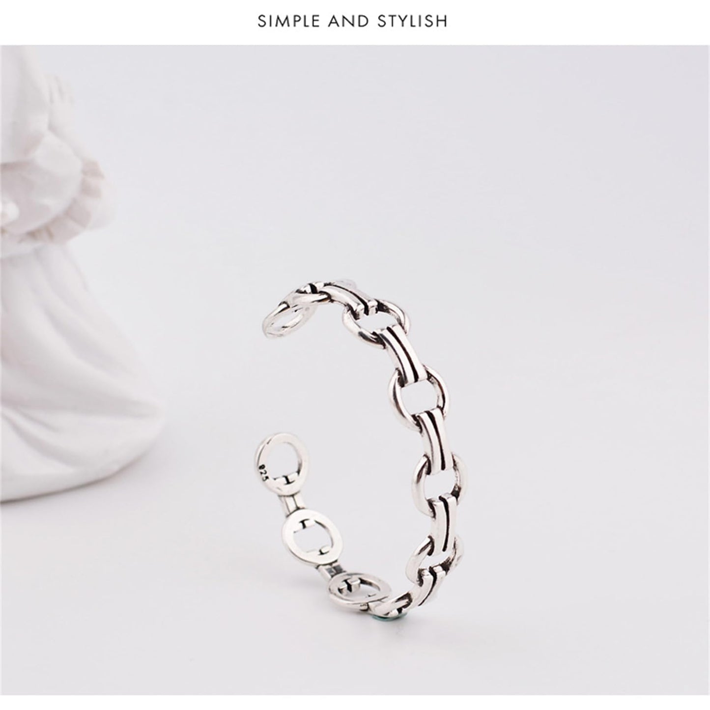 Handmade 925 Sterling Silver Bangle Bracelets For Women Men Round Chain Link Bangle Bracelets Dual Layered Hollow Cuff Bangles Open Adjustable Bangle Bracelets For Women Simple Silver Bangles Gifts