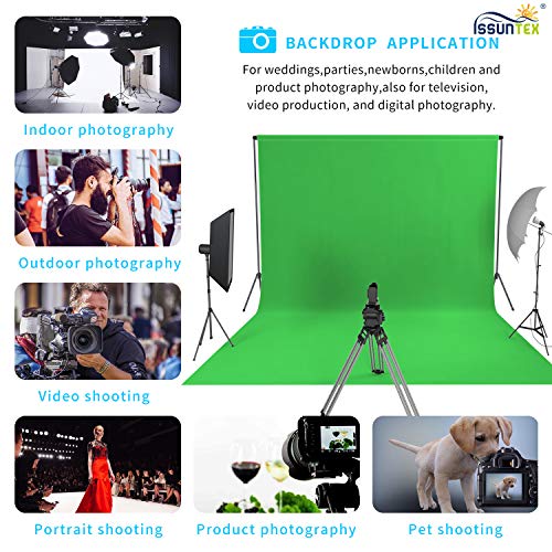 ISSUNTEX 6X9 ft Background Muslin Backdrop, Photo Studio, Collapsible High Density Screen for Video Photography and Television-Green - color: Green, size: 6X9 ft
