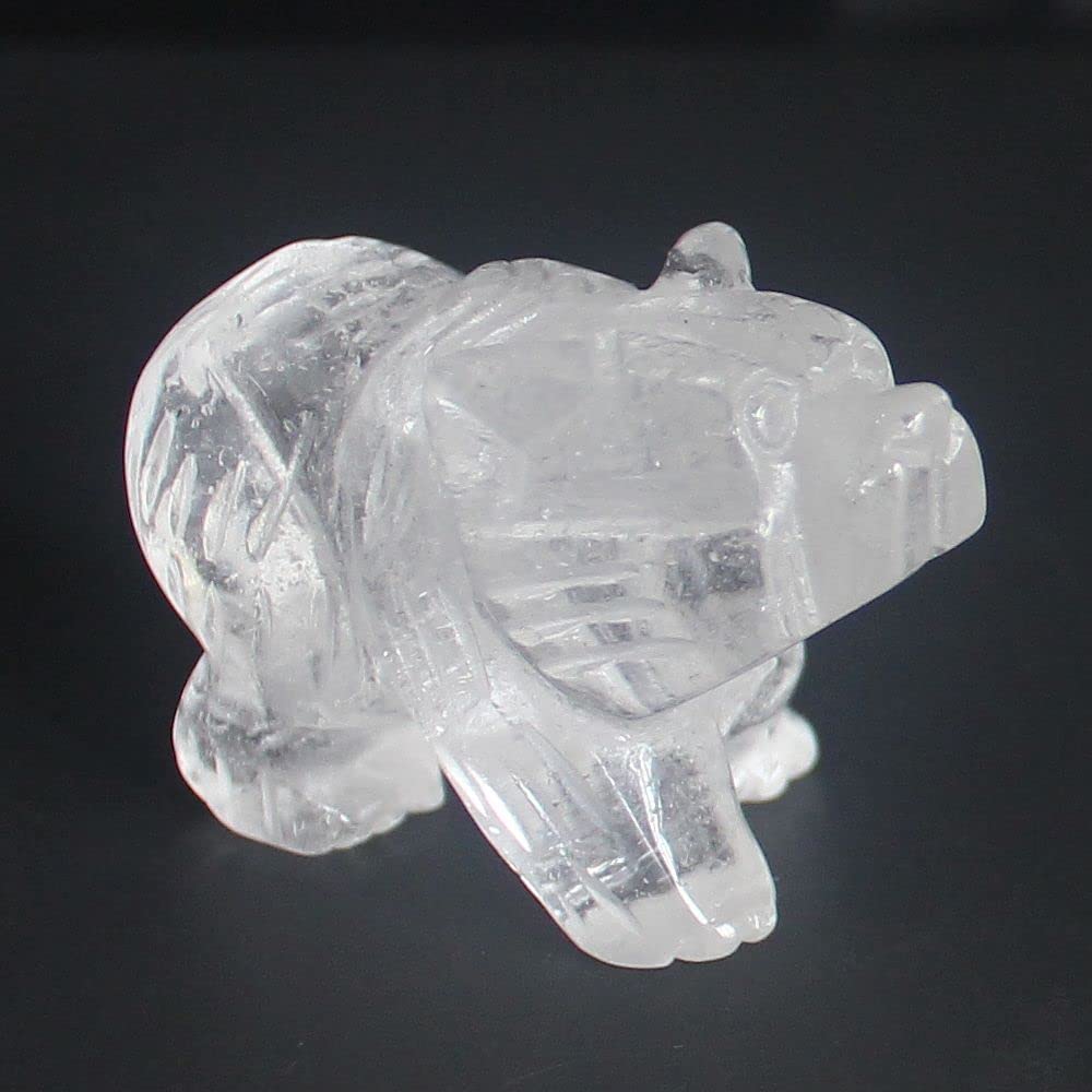 HLbshi Hand Carved Mixed Gemstone Crystal Bear Figurine Animal Carving Statue Home Decor 1.5'' (White Quartz)