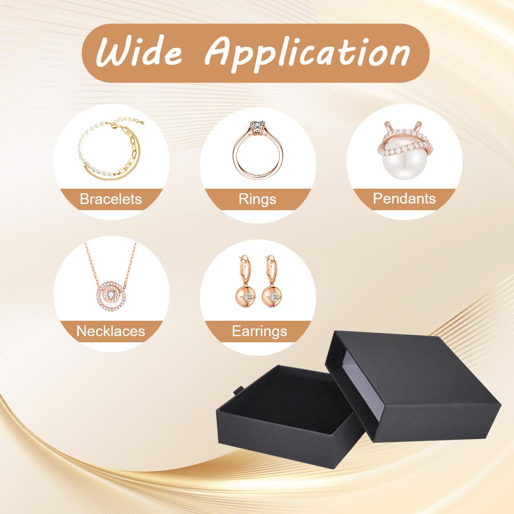 LIOUCBD 10 Pack Jewelry Gift Boxes, 3.5x3.5x1.2 Inch Cardboard Drawer Display Jewelry Boxes, Small Jewelry Boxes with Lids and Sponge Insert for Bracelets Rings Pendants Necklaces Earrings(Black)
