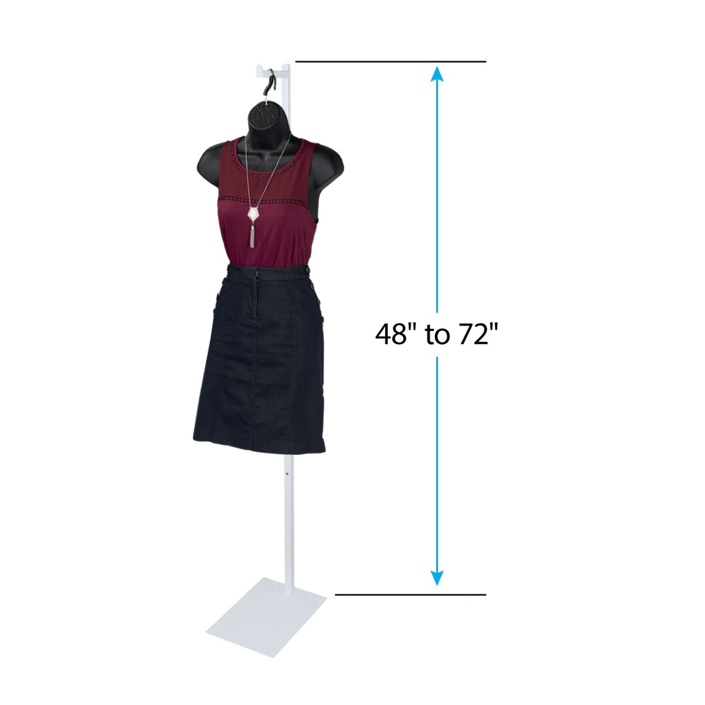 SSWBasics Adjustable White Costumer Stand – Single Arm Clothes Rack - Retail Clothing and Garment Display Stand – Ideal For Showcasing Hanging Items In Thrift Shops, Boutiques and Retail Stores