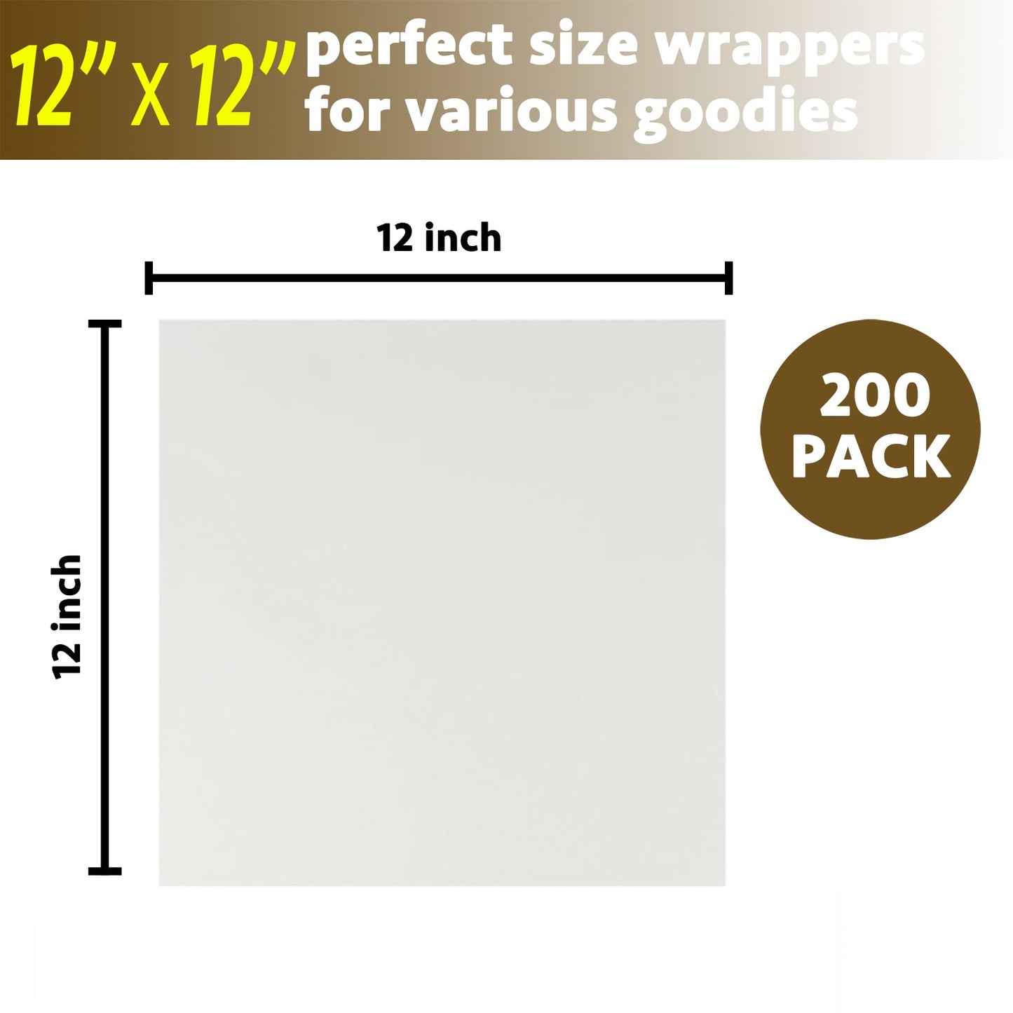 CAMKYDE Deli Paper Sheets 12" X 12" 200PK, Grease Proof Sandwich Wrapping Paper (White)