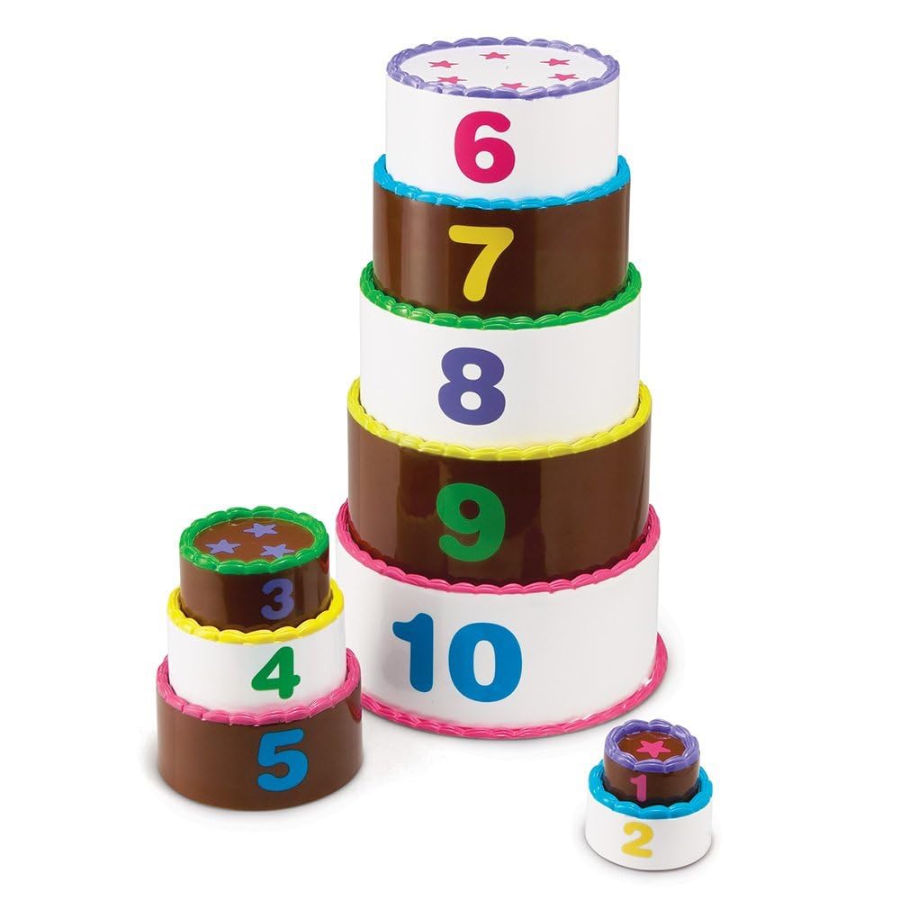 Learning Resources Stack and Count Layer Cake - 10 Pieces, Ages 18+ months Toddler Learning Toys, Early Stacking and Counting Skills for toddlers