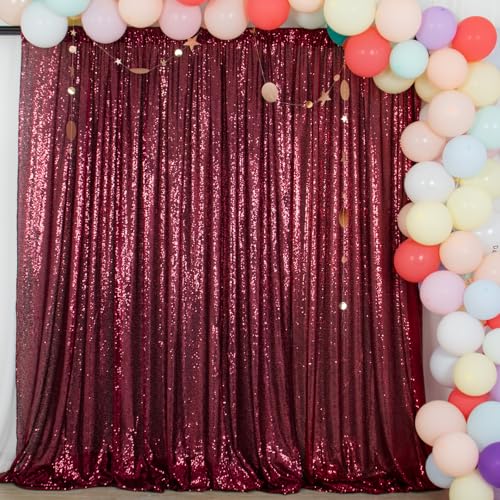 ShinyBeauty Burgundy Sequin Backdrop 5FTx7FT, Polyester, for Photography, Wedding, Baby Shower Backdrop Drapes, Happy Birthday - color: Burgundy, size: 5FTx7FT