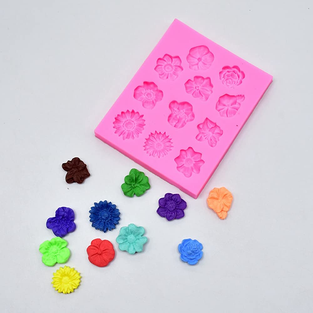 Sunflower Rose Flowers Shape Silicone Mold Cake DIY Decoration Chocolate 3D Mould Tools Color Random