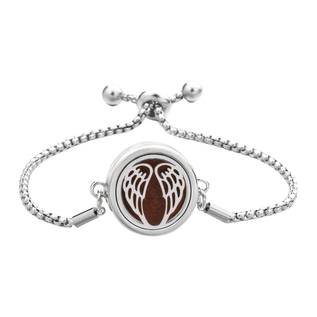Pyasuye Stainless Steel Adjustable Bracelet Essential Oil Diffuser Pendant Handchain Stylish Wristchain Fashion Jewelry