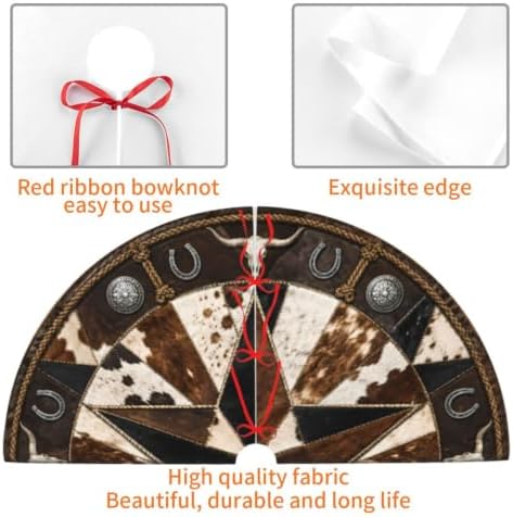 Western Christmas Tree Skirt Xmas Tree Skirt, Winter Christmas Tree Mat for Home Party Holiday Indoor Outdoor Decorations