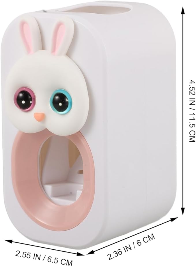 Cartoon Bunny Wall Mounted Toothpaste Dispenser Practical Toothpaste Squeezer for Adorable Bathroom Toothbrush Holder Effort Saving Automatic Pump Tool