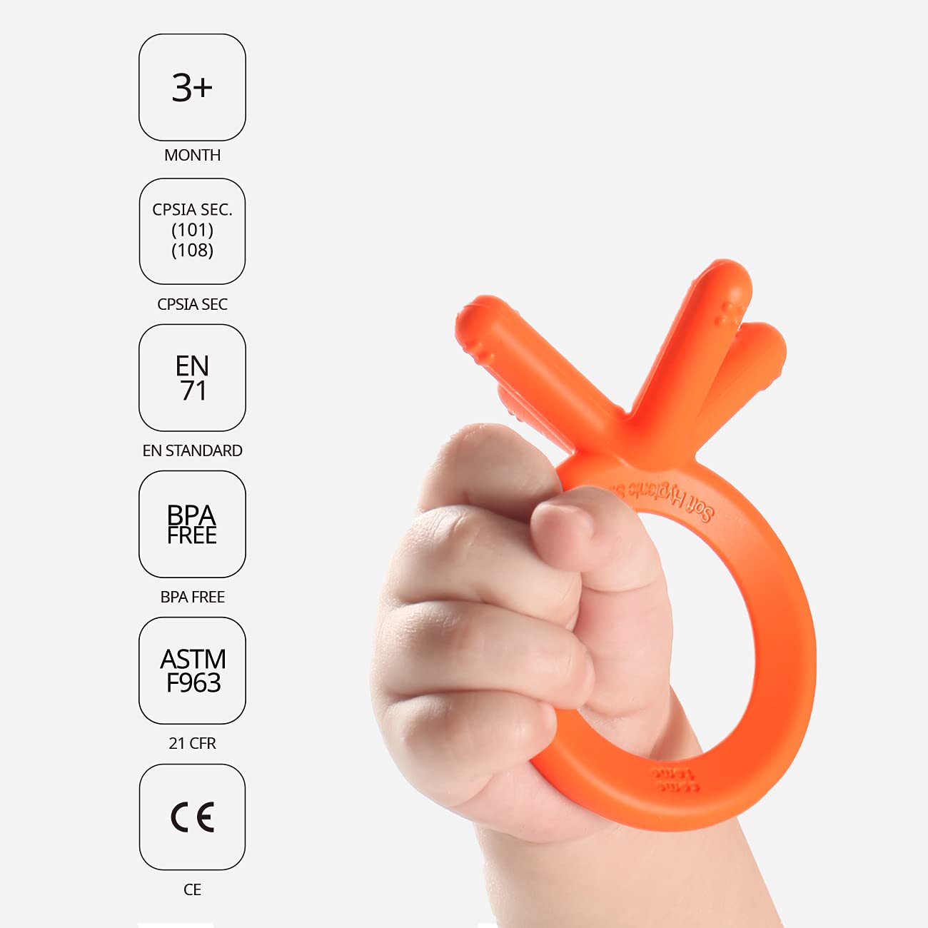 Comotomo Silicone Baby Teether, Orange (Pack of 2)