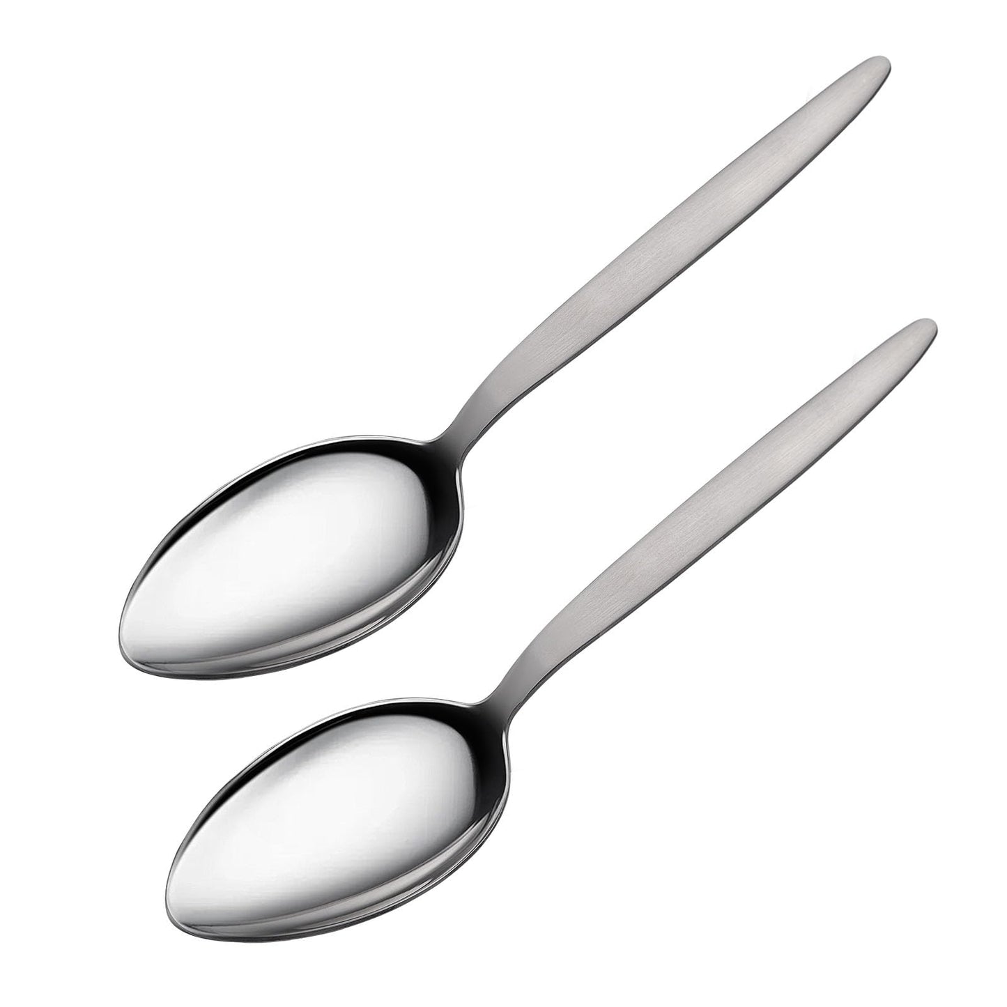 CURISEW 2-Pack Chef Kunz Spoon | Silver Stainless Steel 2 Tbsp Basting Spoon, 9 Inch Solid Sauce Spoons, Big Serving Spoons Stainless Steel, Plating & Quenelle & Cooking