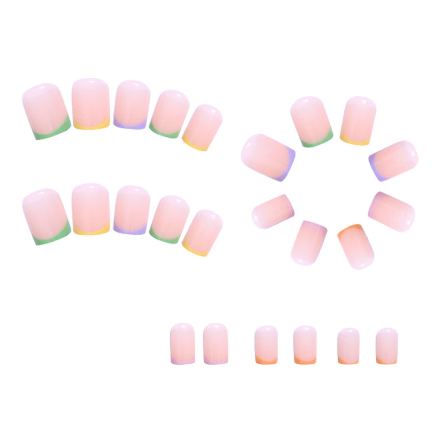 DANMANR Square Press on Nails Short Fake Nails French Acrylic Full Cover False Nails for Women and Girls 24PCS (Multicolour)