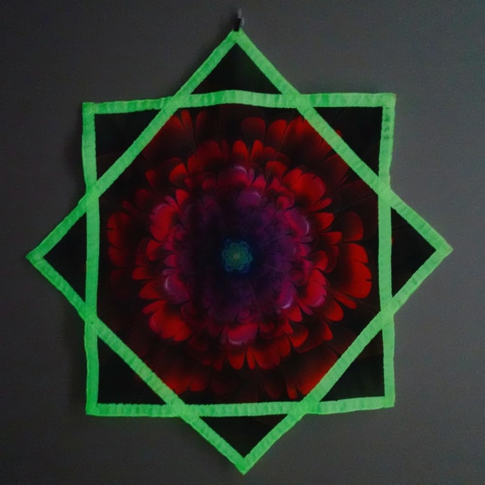 BVCY Flowsar UV Glow Flow Star Solar & Light Charging Juggling Toy Dual-Sided Print Easy for Beginners Red&Green (R06-style1)