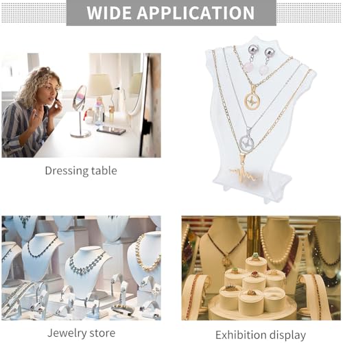arricraft 4 Pcs Jewelry Necklace Displays, Clear Bust Display Stand Plastic Jewelry Display Holder for Jewelry Display (Hight 4.72")