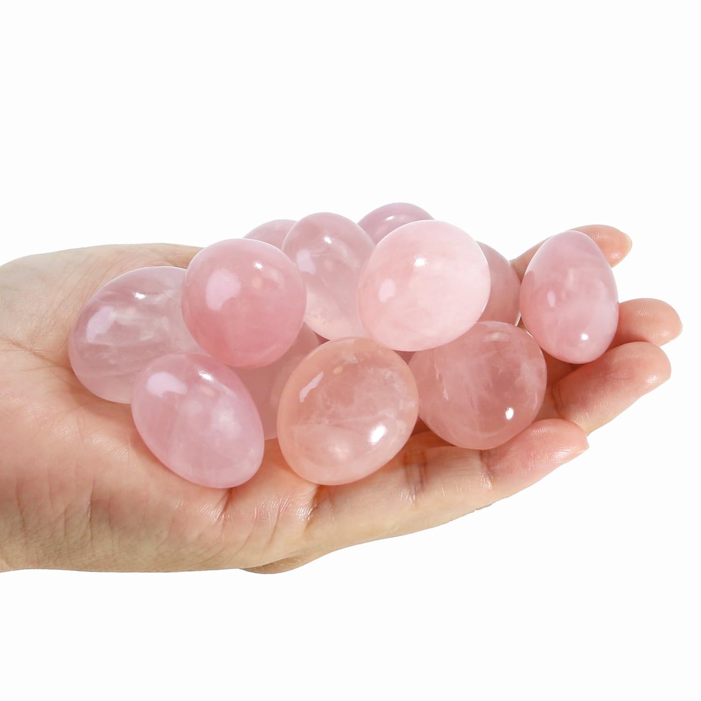 Tumbled Polished Natural Rose Quartz Stones, Crystals and Healing Stones Quartz Bulk for Wicca, Reiki, Healing Energy, Chakra Stones, Witchcraft Supplies(10Pcs)