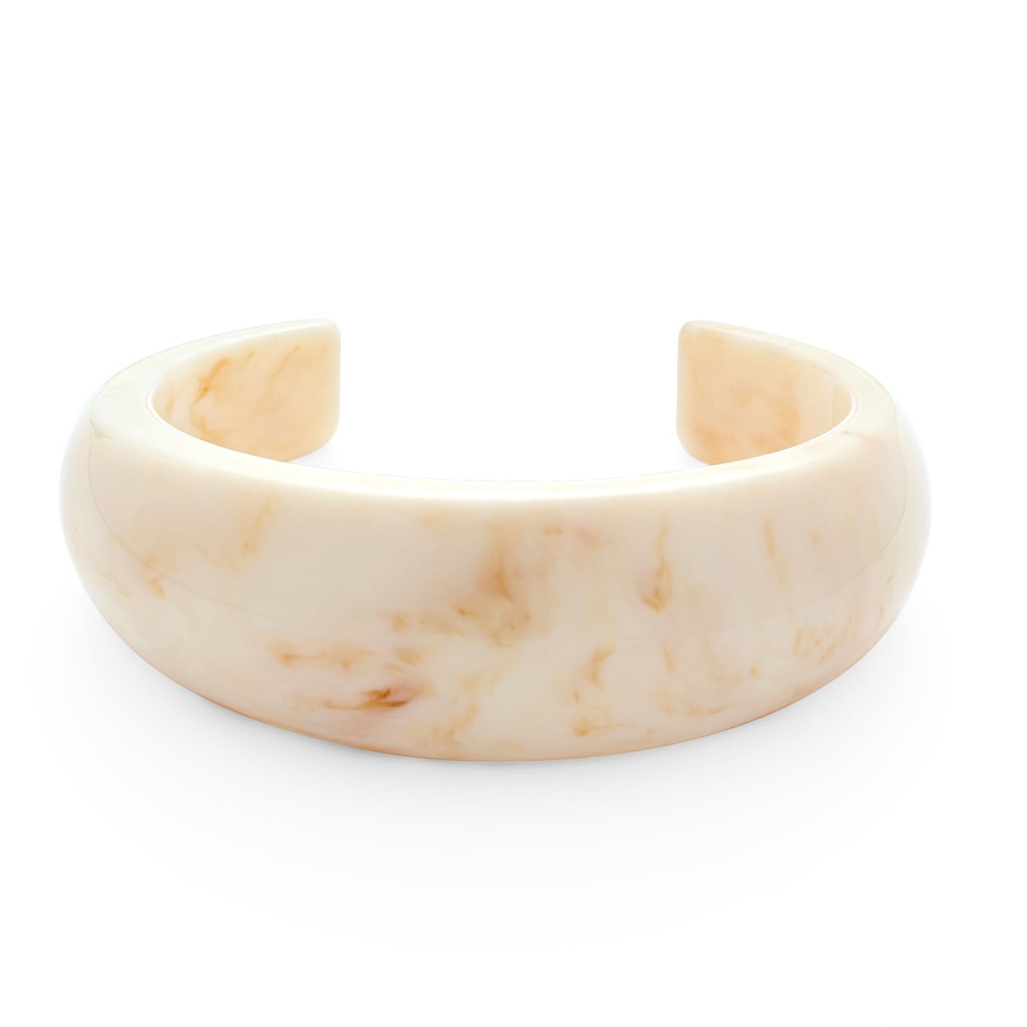 WOWORAMA Chunky Beige Acrylic Resin Cuff Bracelet for Women Trendy Acetate Mottled Dome Open Cuff Bracelets Statement Resin Bangle Jewelry