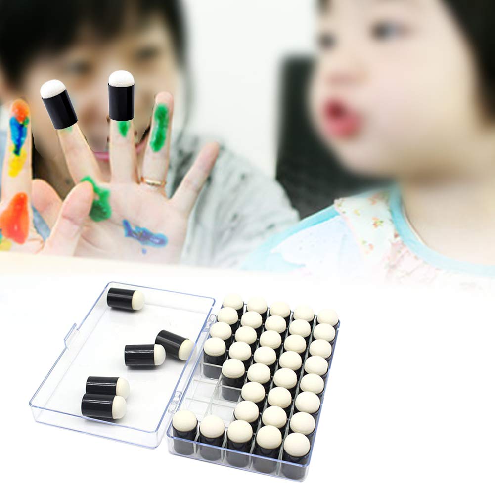 40pcs Finger Sponge Daubers with Storage Box for Painting Chalk Ink Card Making Drawing DIY Craft Handmade Finger Painting Sponge Set Craft Drawing Sponges Dauber Set Paintings Projects-Daubers