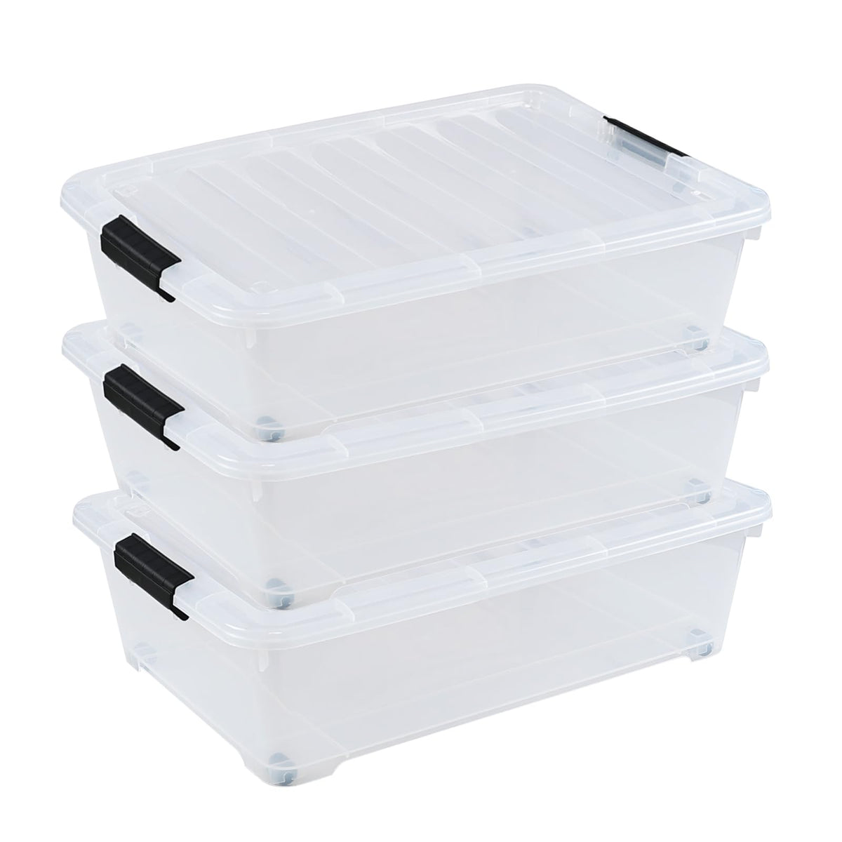 3 Pack 20 Quart Plastic Wheeled Latching Storage Boxes (3 Count)