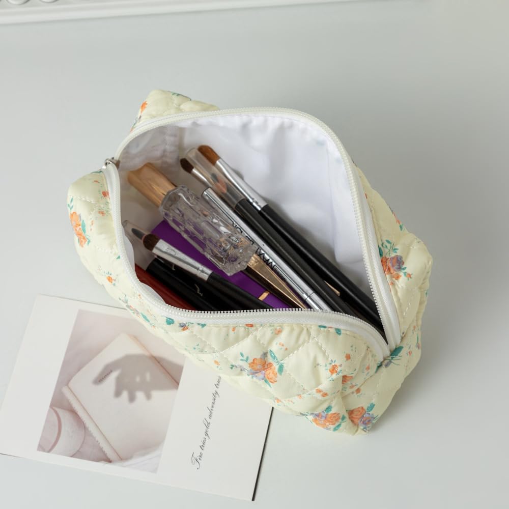 Pencil Case Office College School Storage Bag Pouch Holder Box Organizer Makeup Pouch Cosmetic Bag Aesthetic Cute Pen Case for Girls Boys Kids (Red flower)