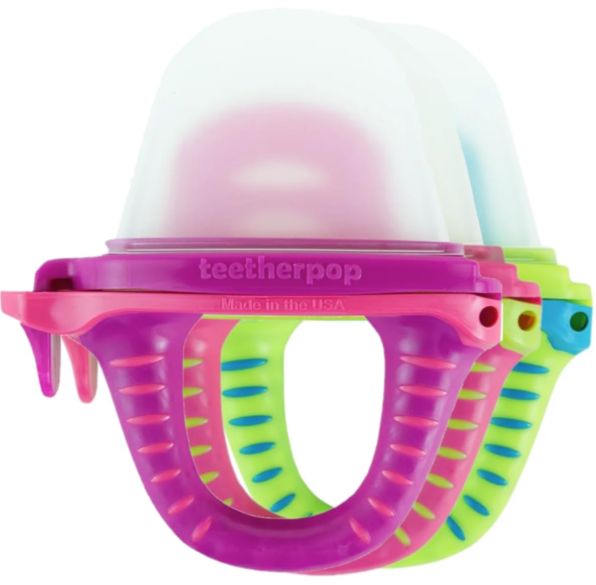 Teetherpop Fillable Freezable Teethers for Babies - Breastmilk Teether with Spill-Proof Sippy Slits – Teething Popsicle for Baby, Liquids & Purées, Cooling Teething Relief Feeder Pacifier - Pink Set