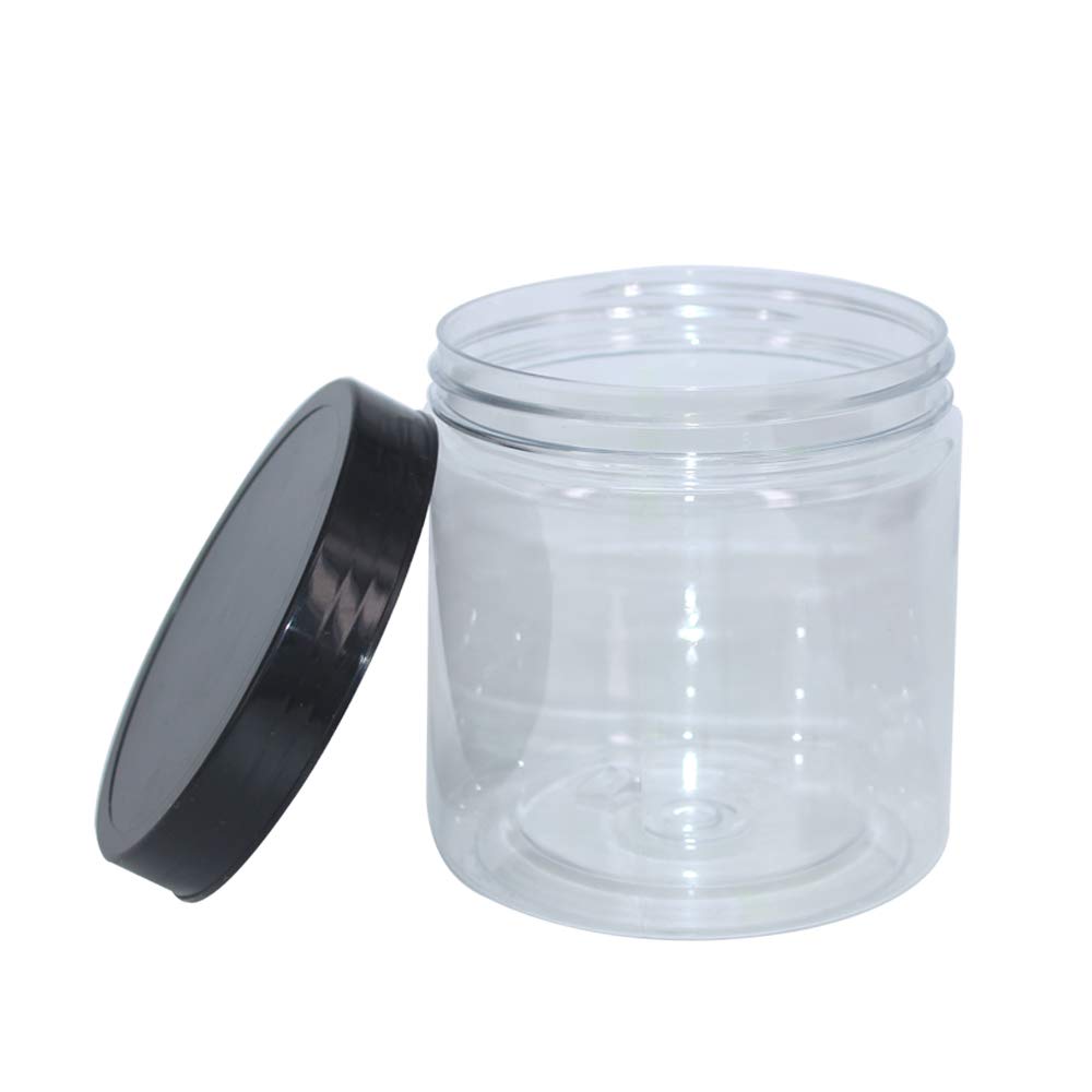 zmybcpack 12 Pack 16 oz Plastic Jars with Lids, Extra Labels, 1 Pen, Clear PET Seal Jar for Food Storage,Wide Opening Storage jar For Dry Food, Peanut, Powder, Kitchen & Craft Storage