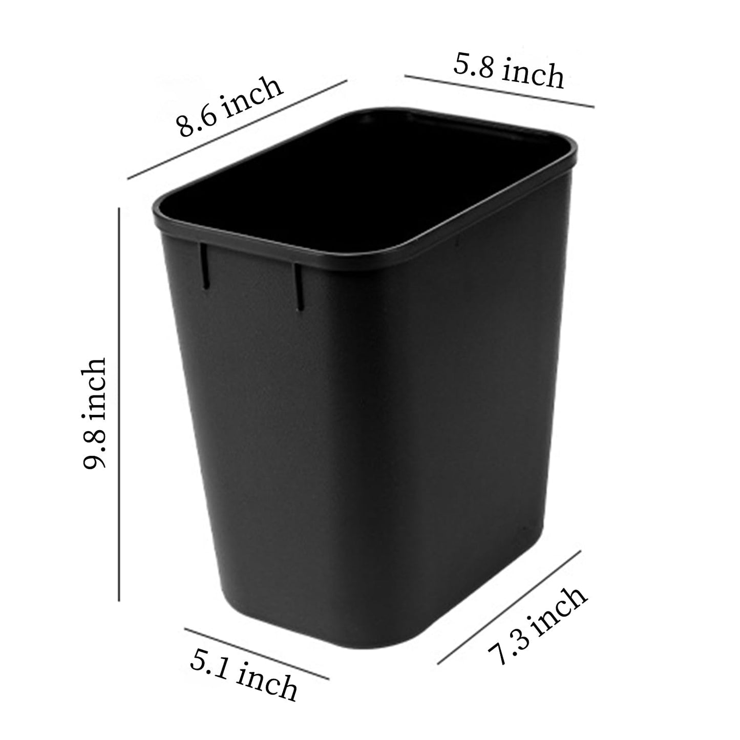Halyuhn Black Small Trash Can 4Pack, 2Gallon/8L Plastic Office Trash Bin Garbage Can Under Desk, Trash Cans for Bedroom, Office and Kitchen, Trash Bins WasteBasket Fits Narrow Space, Plastic Trash Can