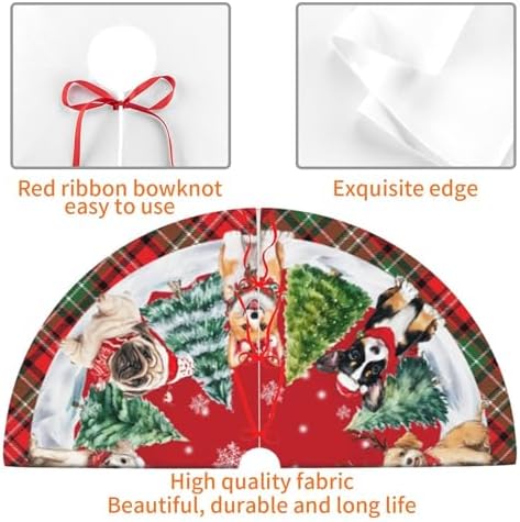 Dog Christmas Tree Skirt 36 Inch Xmas Tree Mat Party Decor Supplies for Holiday Home Decorations
